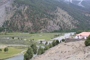 Beautiful, majestic view of the Basho Valley in Skardu, Pakistan. The Basho Valley is located on the heights of the mountains. Basho valley is famous for its natural beauty and picturesque views. photo