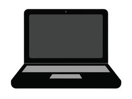 Laptop black icon on white background vector
