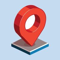 3D location icon red color vector