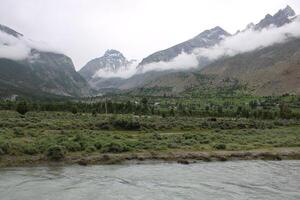 Beautiful, majestic view of the Basho Valley in Skardu, Pakistan. The Basho Valley is located on the heights of the mountains. Basho valley is famous for its natural beauty and picturesque views. photo