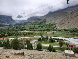 Beautiful, majestic view of the Basho Valley in Skardu, Pakistan. The Basho Valley is located on the heights of the mountains. Basho valley is famous for its natural beauty and picturesque views. photo