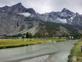 Beautiful, majestic view of the Basho Valley in Skardu, Pakistan. The Basho Valley is located on the heights of the mountains. Basho valley is famous for its natural beauty and picturesque views. photo