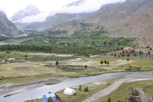 Beautiful, majestic view of the Basho Valley in Skardu, Pakistan. The Basho Valley is located on the heights of the mountains. Basho valley is famous for its natural beauty and picturesque views. photo