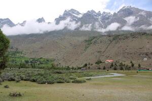 Beautiful, majestic view of the Basho Valley in Skardu, Pakistan. The Basho Valley is located on the heights of the mountains. Basho valley is famous for its natural beauty and picturesque views. photo