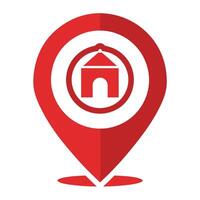 3D location icon red color vector
