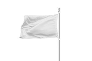 Isolated white flag on a flagpole, ideal for mockup purposes. Perfect for showcasing designs, logos, or branding with a clean and versatile presentation photo