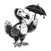 Dodo Clipart, Flightless bird outline design, Raphus cucullatus illustration in black and white vector