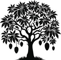 Elegant Mango Tree Design Minimalist Botanical Art vector