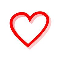 Red heart with 3D effect. Artistic love symbol with perspective. vector
