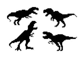 Pixel character of T Rex. Dinosaurs silhoutte pixel design on white background. vector