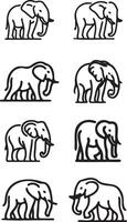 Elephant Silhouette Outline Design Grid vector