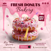 Fresh Donuts Bakery Menu Design psd