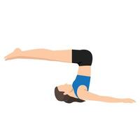 Woman doing Unsupported Shoulderstand Pose Variation Prep or Niralamba Sarvangasana Variation Prep. vector