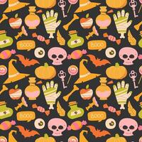 Halloween seamless pattern on a dark background vector