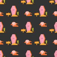 Graveyard on Halloween seamless pattern on dark background vector
