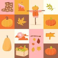 Autumn geometric pattern with autumn elements vector