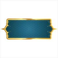 Islamic frame with gradient blue background and golden border vector