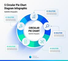 5 Circular Pie Chart Diagram Infographic vector