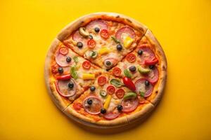 Pizza photo isolated on simple background