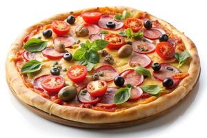 Pizza photo isolated on simple background