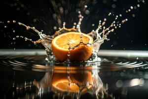 Orange splashes isolated on background photo