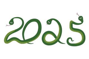 numbers 2025 written in green snakes. Chinese New Year vector