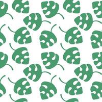 Seamless pattern with monstera leaves on white background vector