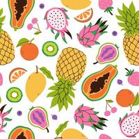 Seamless pattern with tropical fruits on a white background. graphics. vector