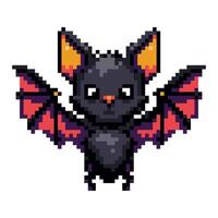 Pixel bat icon. Arcade game symbol, web icon. Bat icon. Cartoon bat with spread wings in pixel style. vector