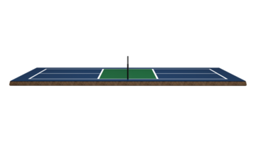 3D Pickleball Court With A Net, Blue Floor And White Lines Marking The Boundaries 3D Illustration png