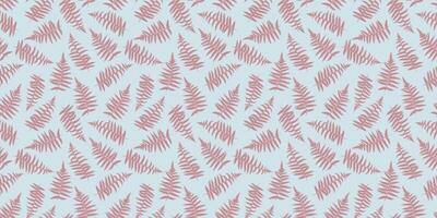 Pastel pattern with abstract artistic tiny leaves fern. hand drawing. Stylized leaf stems seamless print on a light blue background. Simple ornament for designs, textile, fabric, cover vector