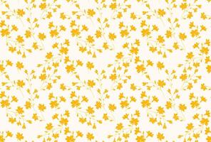 Yellow wild floral stems pattern. Abstract artistic branches with tiny flowers, small buds seamless print. hand drawing sketch. Simple ornament for textile, fashion, print, surface design vector