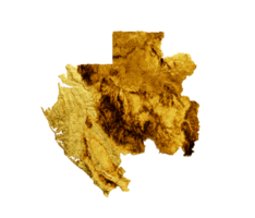 Gabon Map Golden metal Color Height map 3d illustration png