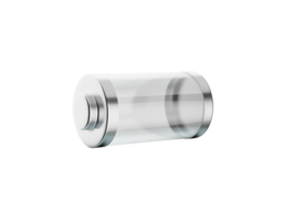 3d Abstract Transparent Empty Glass Battery With Metal Caps 3d Illustration png