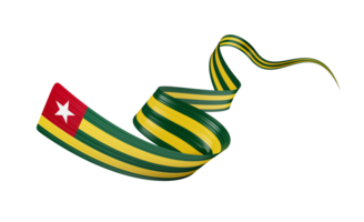 3d Flag Of Togo 3d Shiny Waving Togo Ribbon Flag 3d Illustration png
