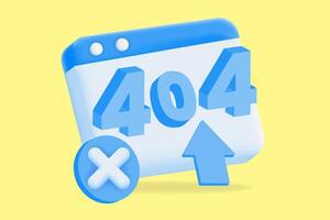 blue web page Graphic of 404 error page not found. with cross and cursor Ideal for websites that need a custom error page design, 3D illustration vector