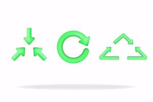 3d Reduce, reuse, recycle icon set. Arrows symbol , triangle recycling arrows icon vector