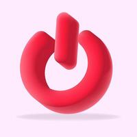 3D icon of a red power button. Ideal for tech, electronics, and user interface design vector