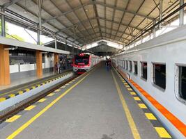 the train stops at the station photo