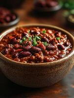 Realistic Photo of Delicious Chili Bowl Food Photography with Wow Factor