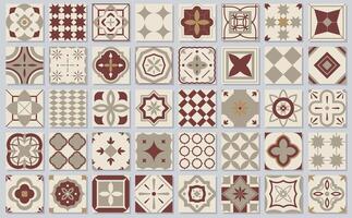 Collection of seamless geometric mosaic patterns - trendy tile textures. Decorative ornamental color antique backgrounds. repeatable tileable prints vector
