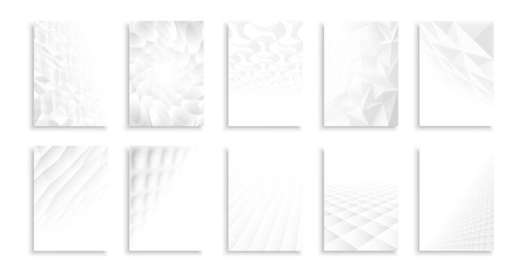 Collection of white abstract futuristic templates, posters, placards, brochures, banners, flyers, backgrounds and etc. Contemporary bright technology covers - geometric minimal copy space design