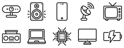 Electronic Devices Icon Set Sleek Line Style Collection for Modern Technology vector