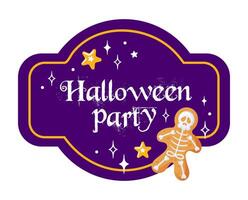 You are cordially invited to a Spooky Halloween Party featuring the adorable Gingerbread Man Skeleton vector