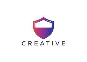 Minimal and professional shield logo design template vector
