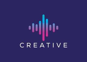 Minimal and professional microphone wave logo design template vector