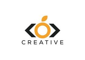 Minimal and professional orange and coding logo design template vector