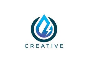 Minimal and professional thunder and drop logo design template vector