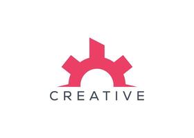 Minimal and professional abstract Gear setting logo design template vector