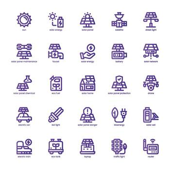 Solar Power icon pack for your website, mobile, presentation, and logo design. Solar Power icon basic line gradient design. graphics illustration and editable stroke. vector